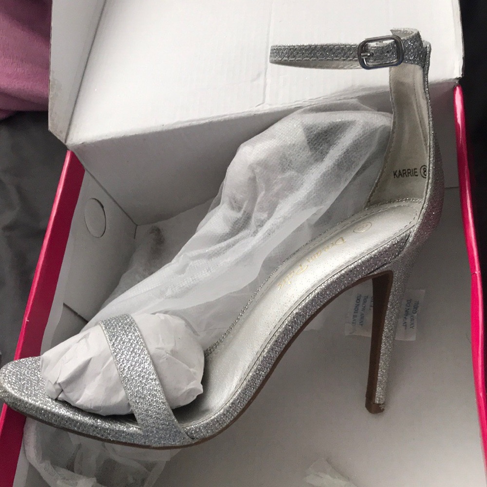 Sliver Faux Glitter High Heels